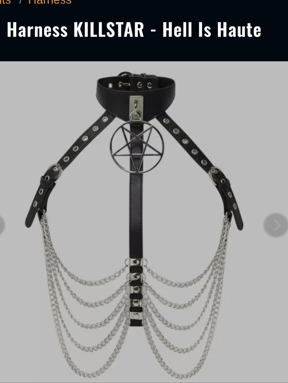 Killstar Hell Is Haute Black Pentagram Harness with Silver Chains